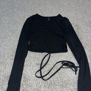 Black Long Sleeve Crop Top